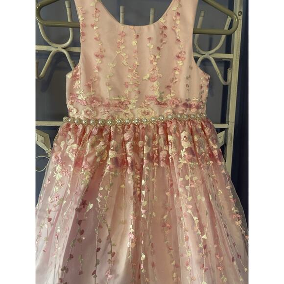 American princess punk dress bow flower girl pearls wedding graduation size 7 - Picture 3 of 8